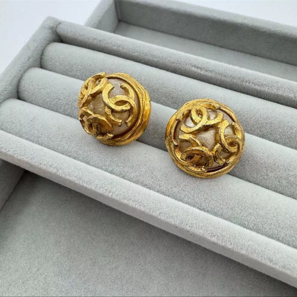 CHANEL Gold and Cream Earrings